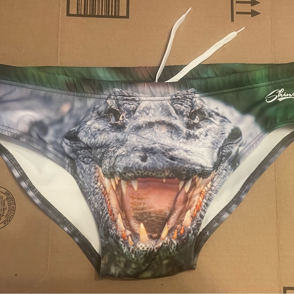 Shinesty Men's Alligator Print Swim Trunks - Gray